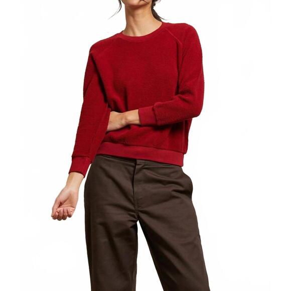 PERFECTWHITETEE Tops - NEW PERFECTWHITETEE ziggy inside-out fleece shrunken sweatshirt in maple